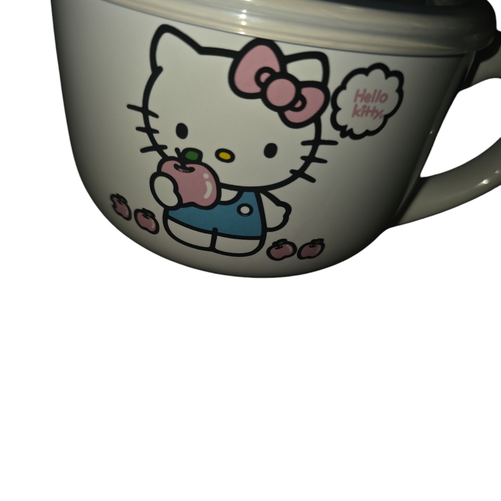 Hello Kitty Silver and White Mug with Lid
